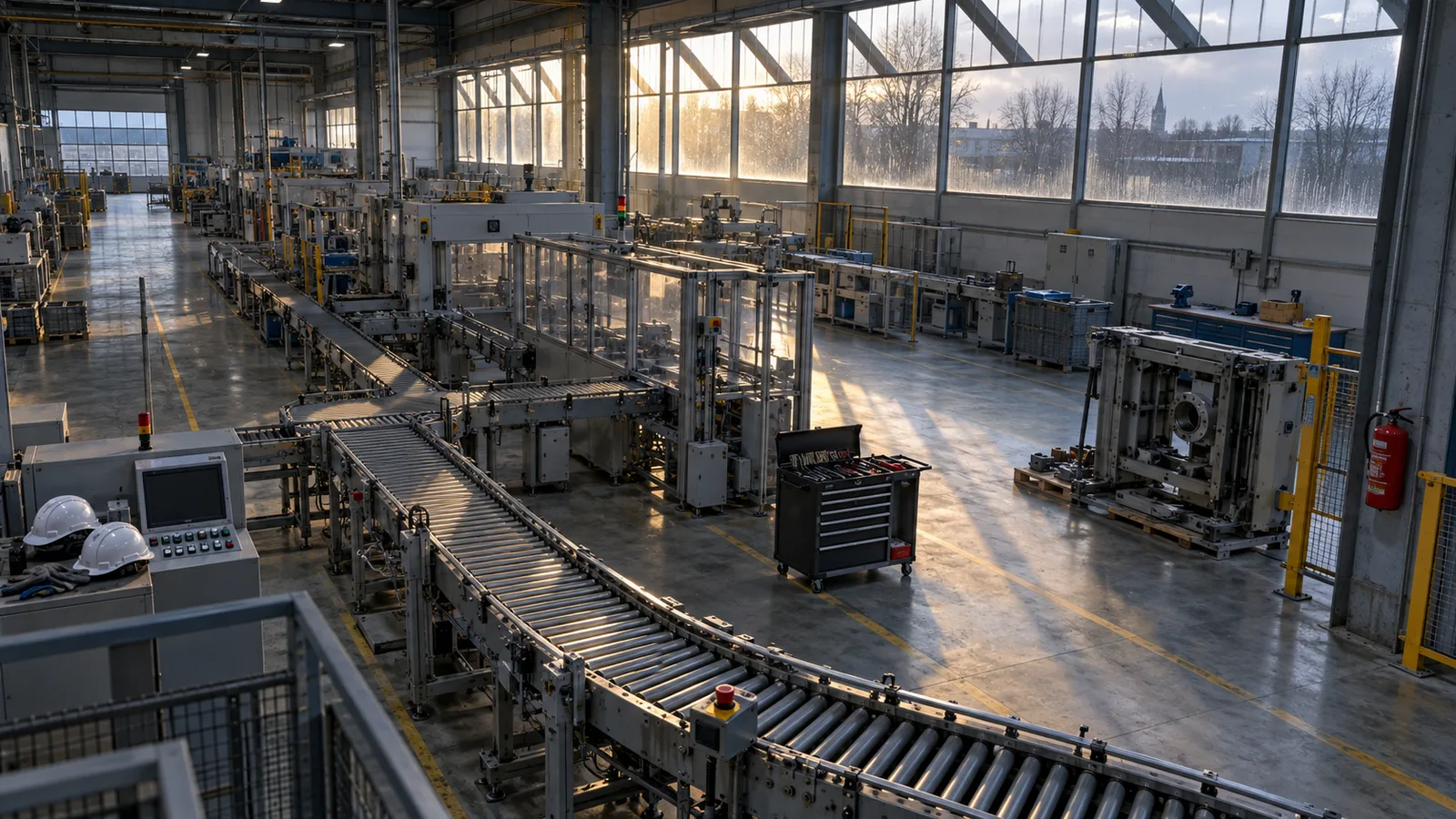 Ligne de production à l'arrêt pendant une maintenance de fin d'année